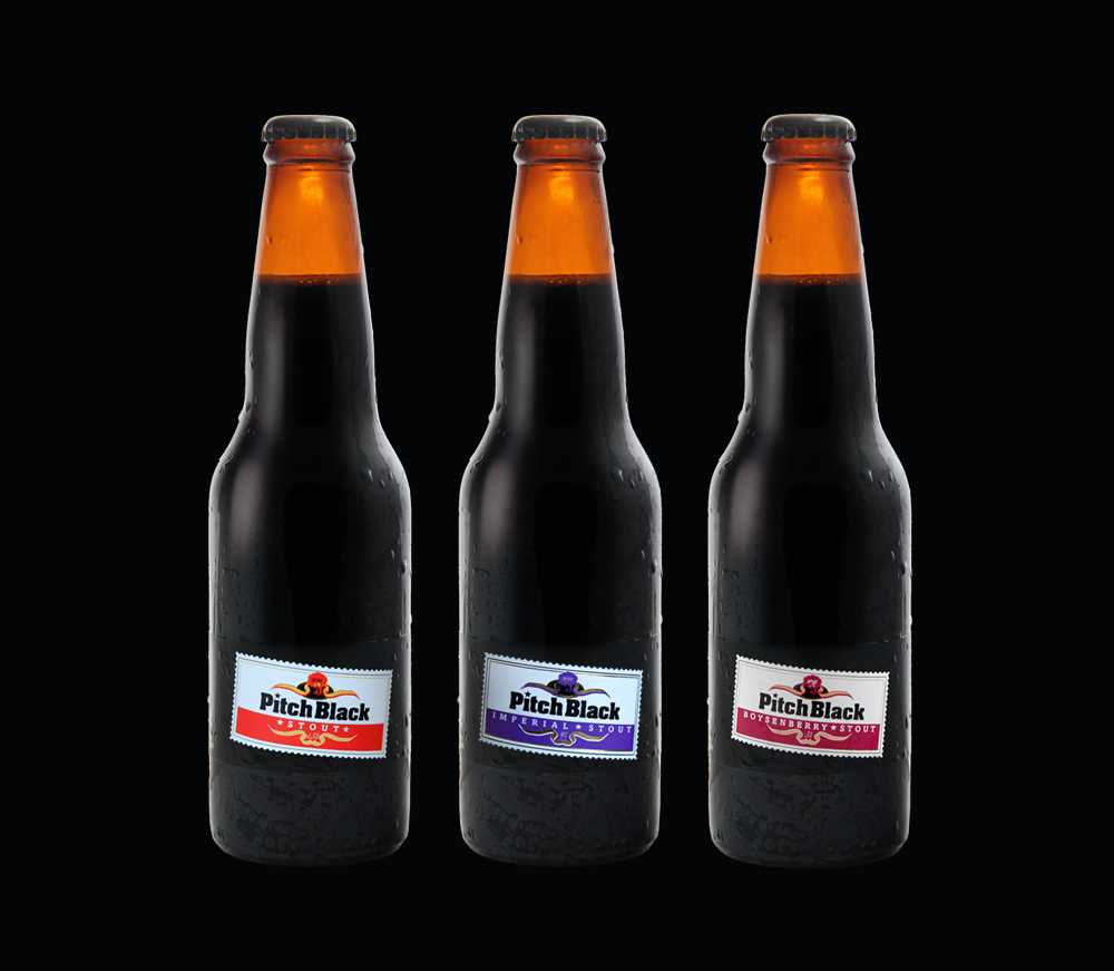 Invercargill Brewery Pitch Black Stout Labels emotive design